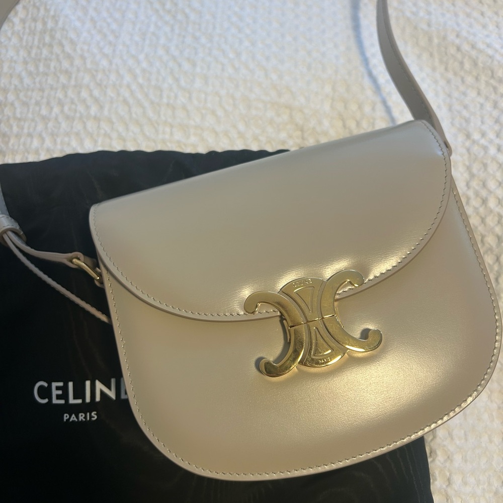 Celine Cream Besace Teen Triomphe Crossbody Bag - Picture 2 of 5